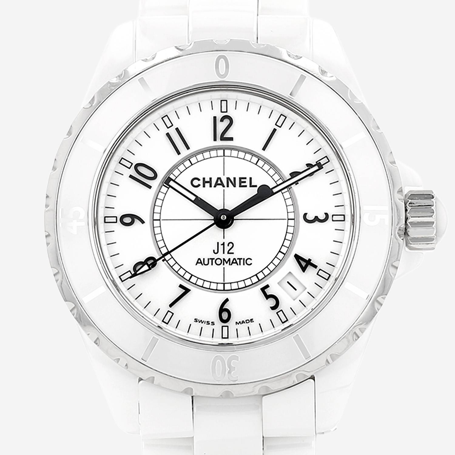 Reloj Chanel J12 de cerámica blanca y acero Ref: Chanel - HO970  Circa 2010