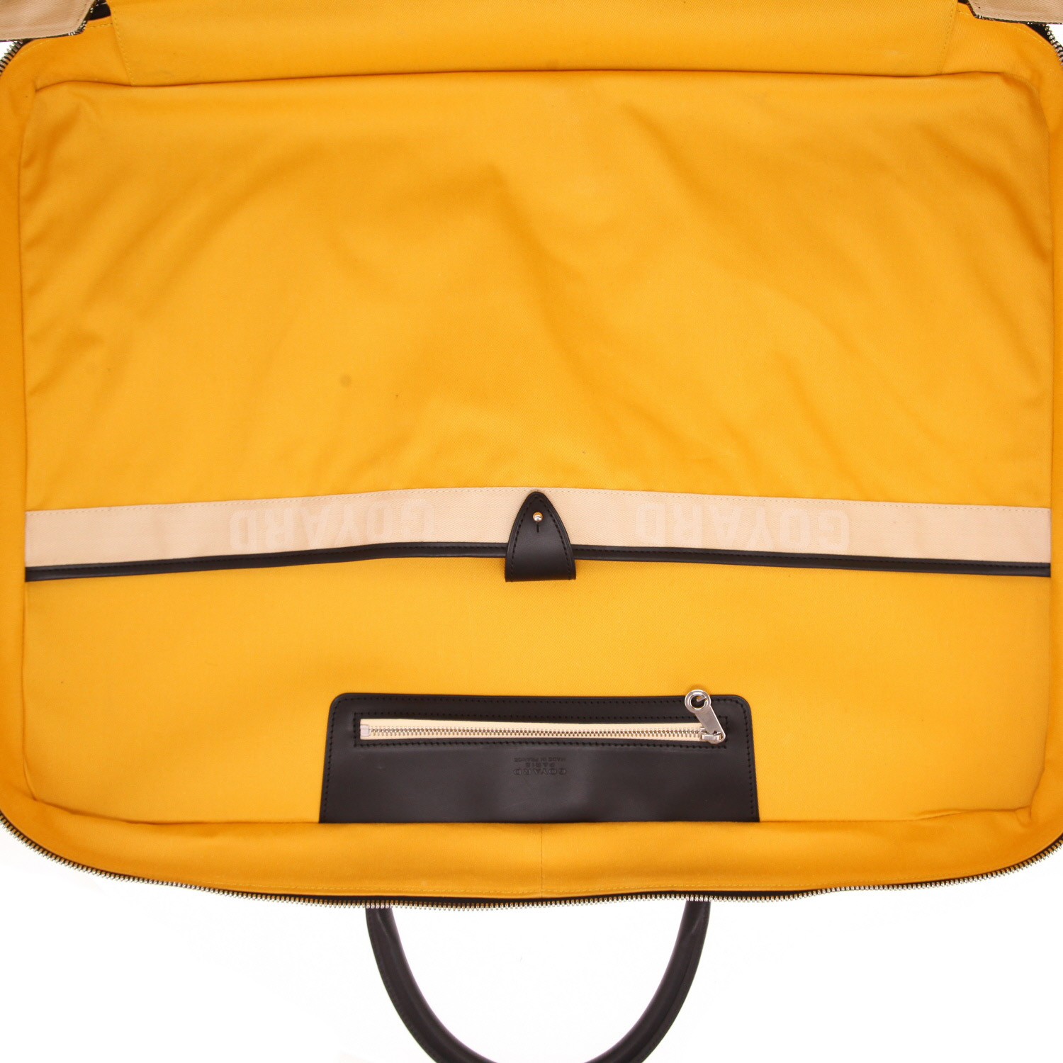 Borsa da viaggio Goyard  Majordome in tela Goyardine nera e marrone e pelle nera - Detail D3