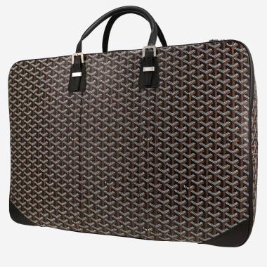 Goyard  Majordome travel bag  in black and brown Goyard canvas  and black leather