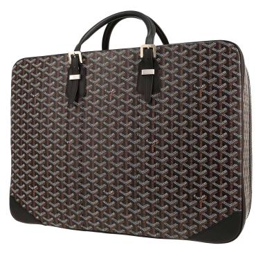 Bolsa de viaje Goyard  Majordome en tela Goyardine negra y marrón y cuero negro