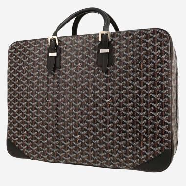 Goyard  Majordome travel bag  in black and brown Goyard canvas  and black leather