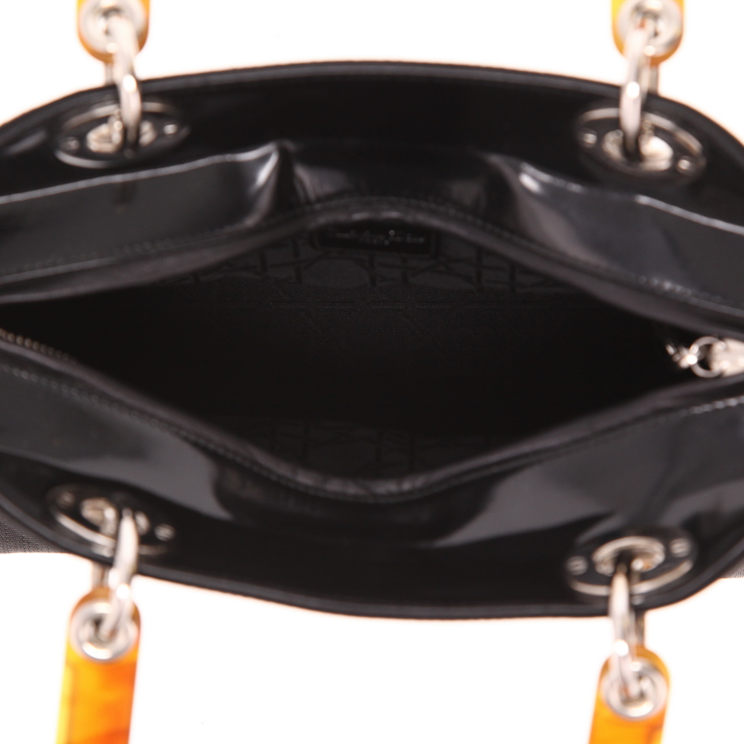 Borsa Dior  Lady Dior in tela nera e resina marrone - Detail D3