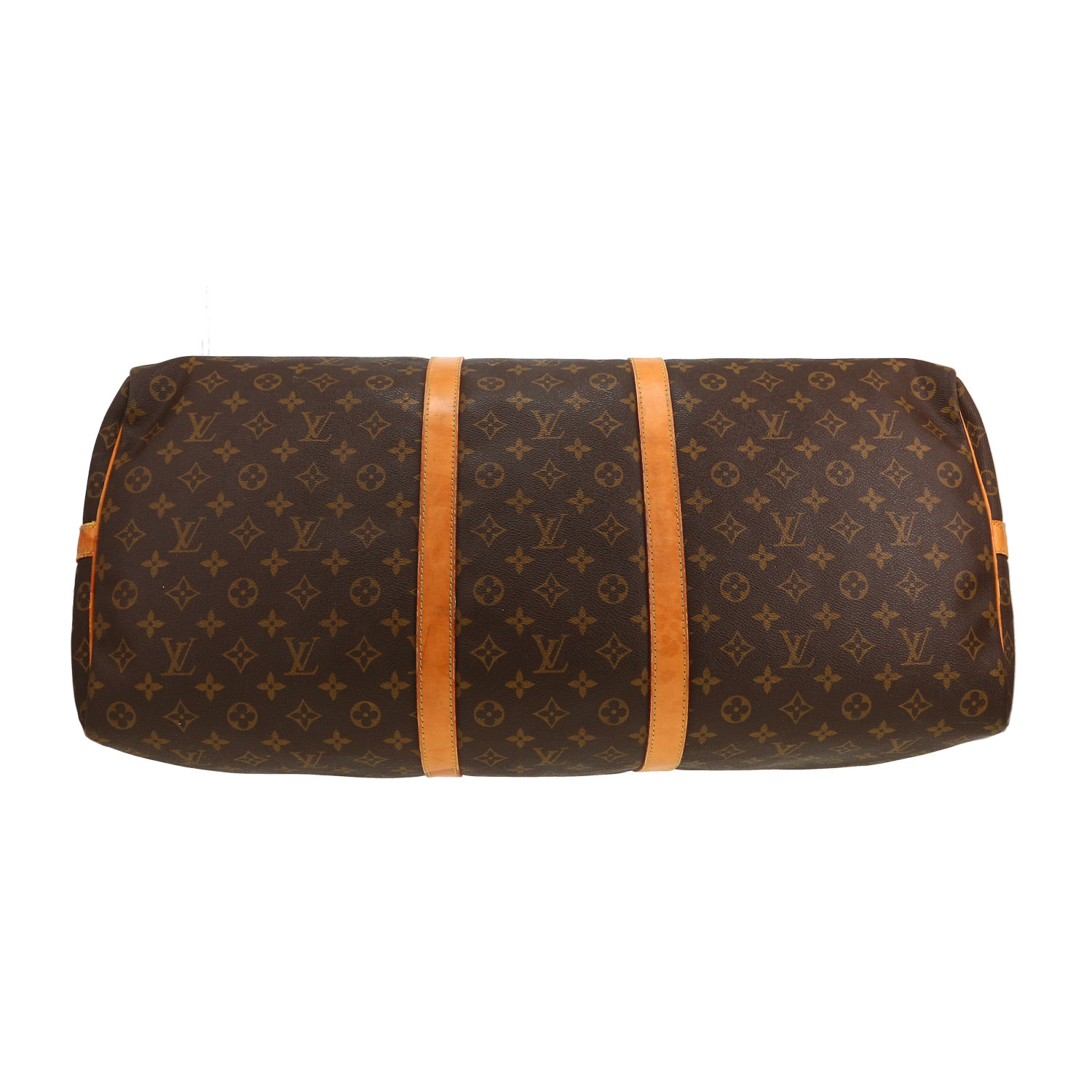 Louis Vuitton  Keepall 60 travel bag  in brown monogram canvas  and natural leather - Detail D1