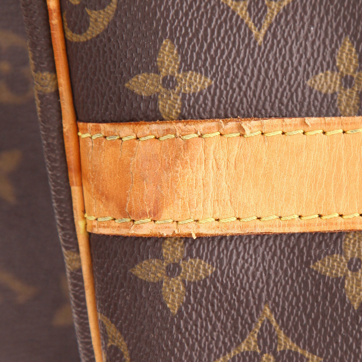 Borsa da viaggio Louis Vuitton  Keepall 60 in tela monogram marrone e pelle naturale - Detail D2