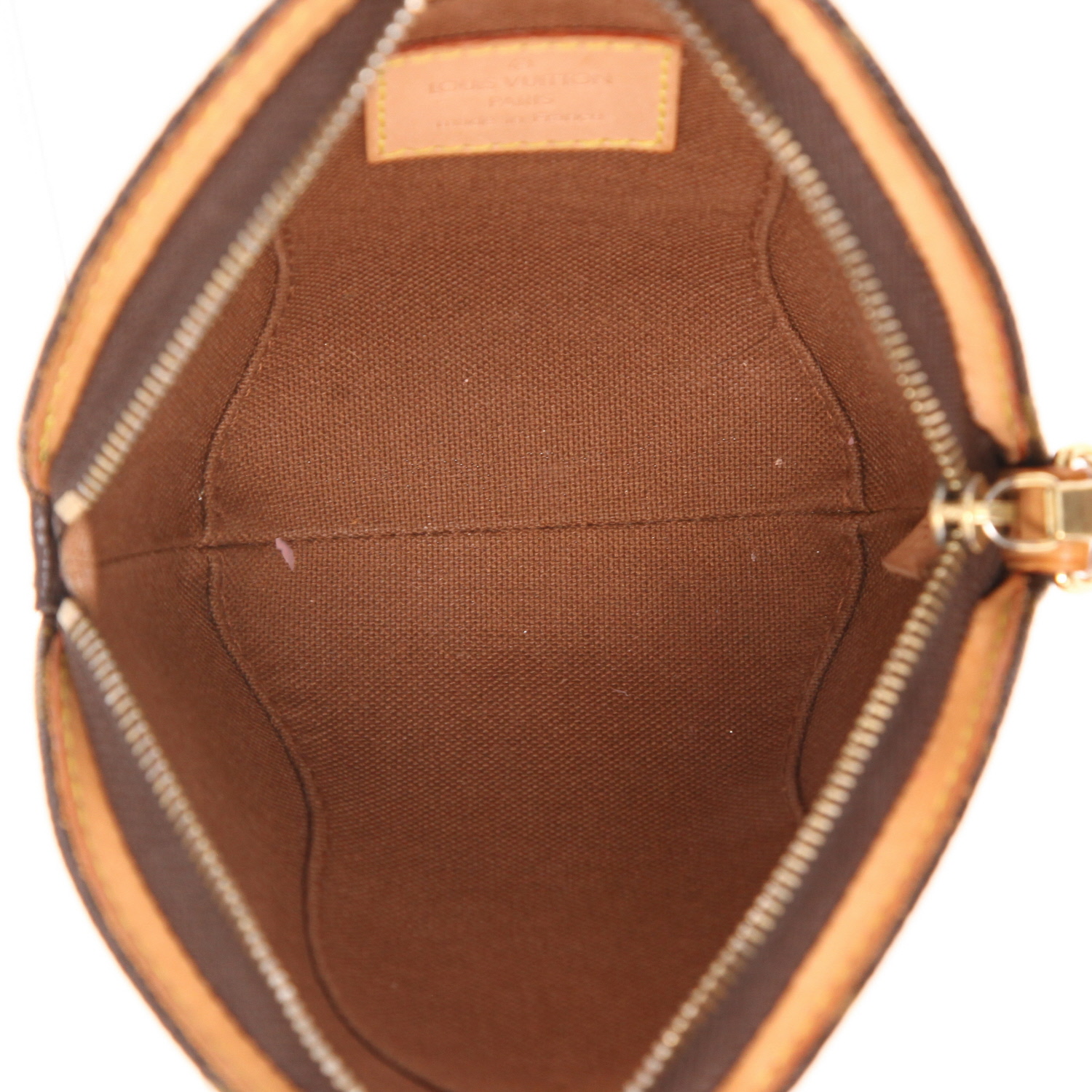 Pochette Louis Vuitton  Ellipse en toile monogram marron et cuir naturel - Detail D3