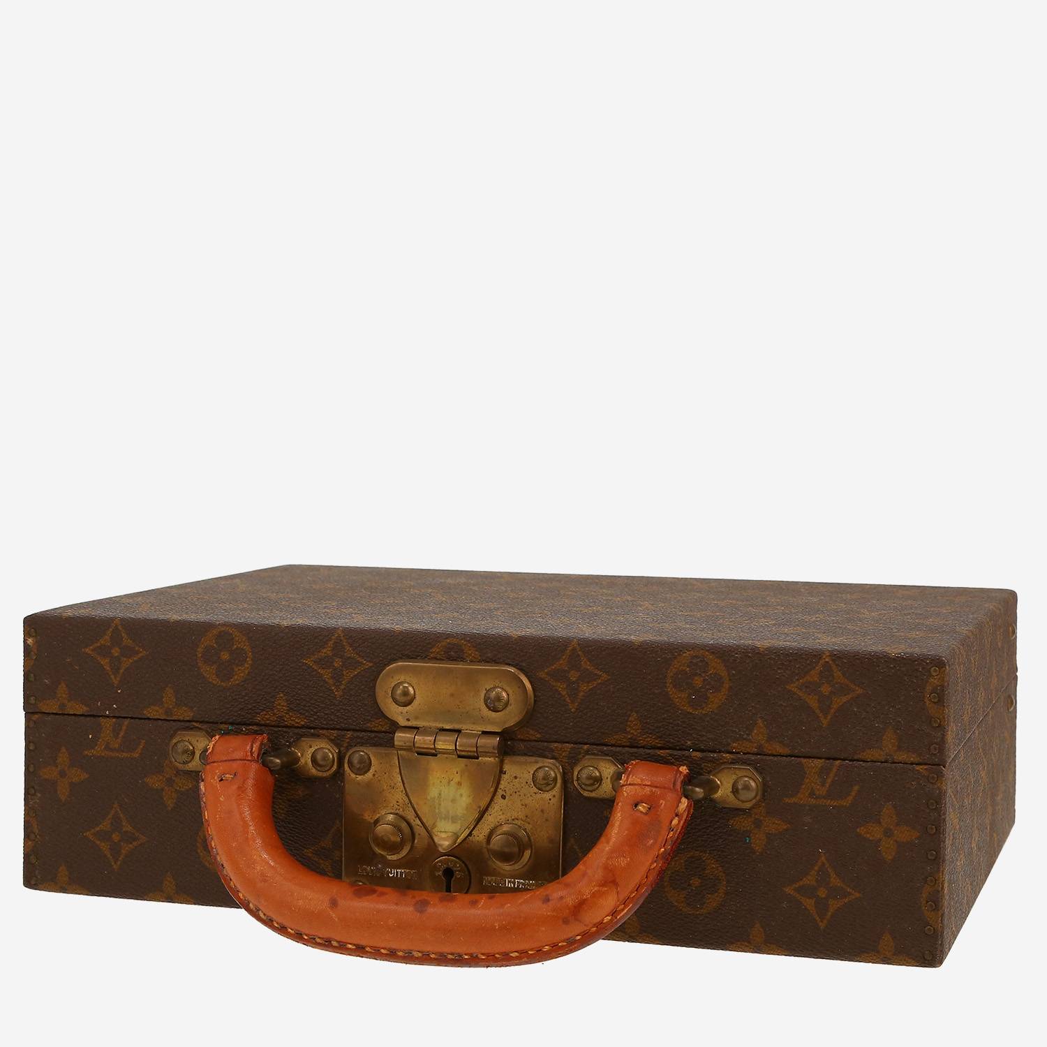Caja de joyas Louis Vuitton  Boite à bijoux en lona Monogram marrón y cuero natural