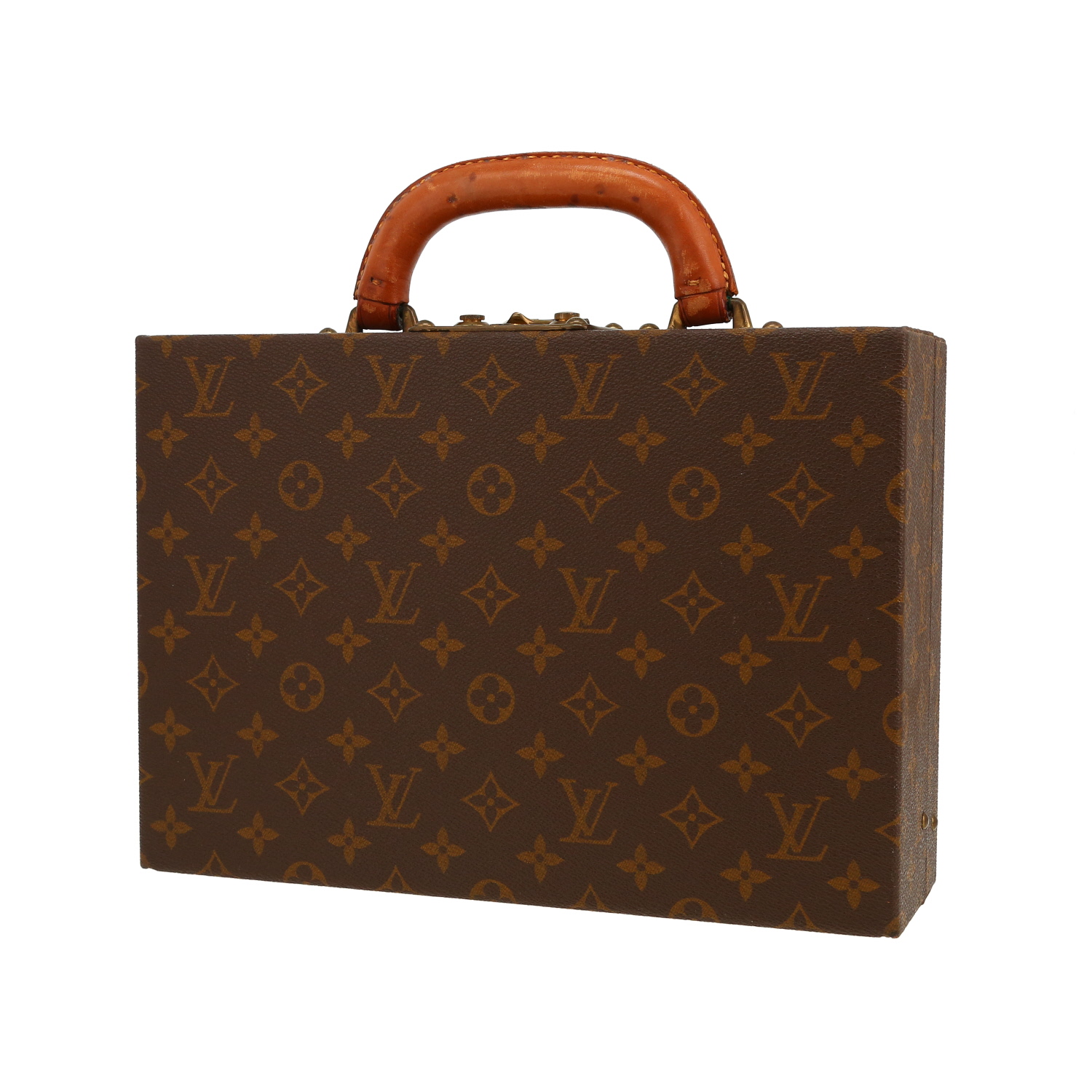 Louis Vuitton  Boite à bijoux jewelry box  in brown monogram canvas  and natural leather - Detail D6