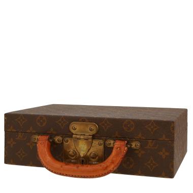 Boîte à bijoux Louis Vuitton  Boite à bijoux en toile monogram marron et cuir naturel