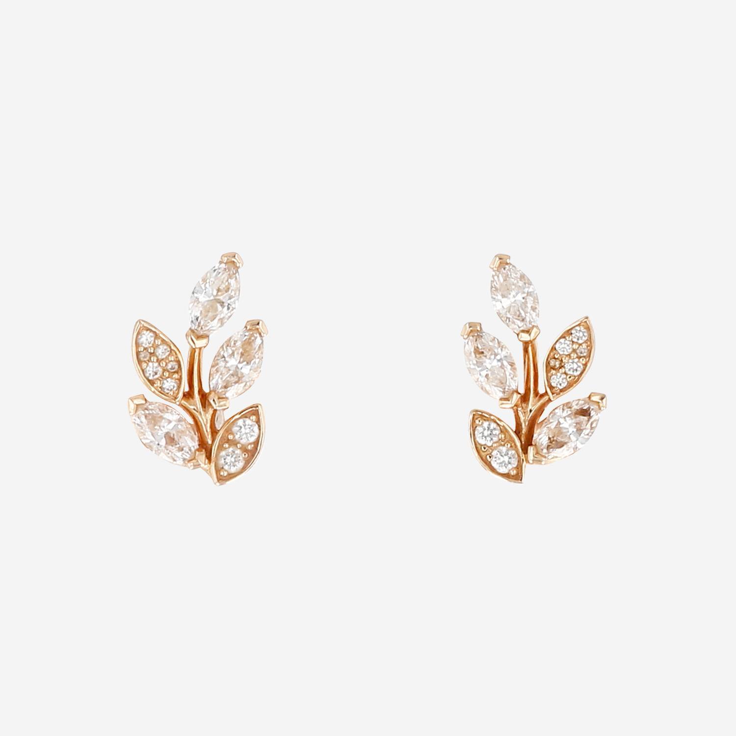 Paire de boucles d'oreilles Tiffany & Co Victoria en or rose et diamants
