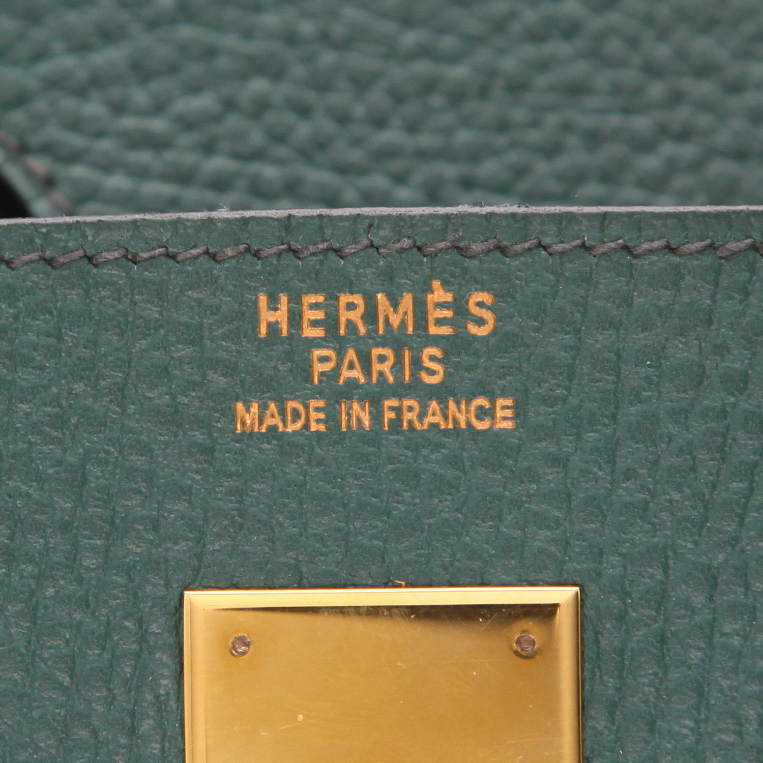 Bolso de mano Hermès  Haut à Courroies en vaca bermeja verde - Detail D2