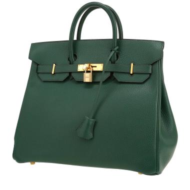 Sac à main Hermès  Haut à Courroies en vache Liégée verte