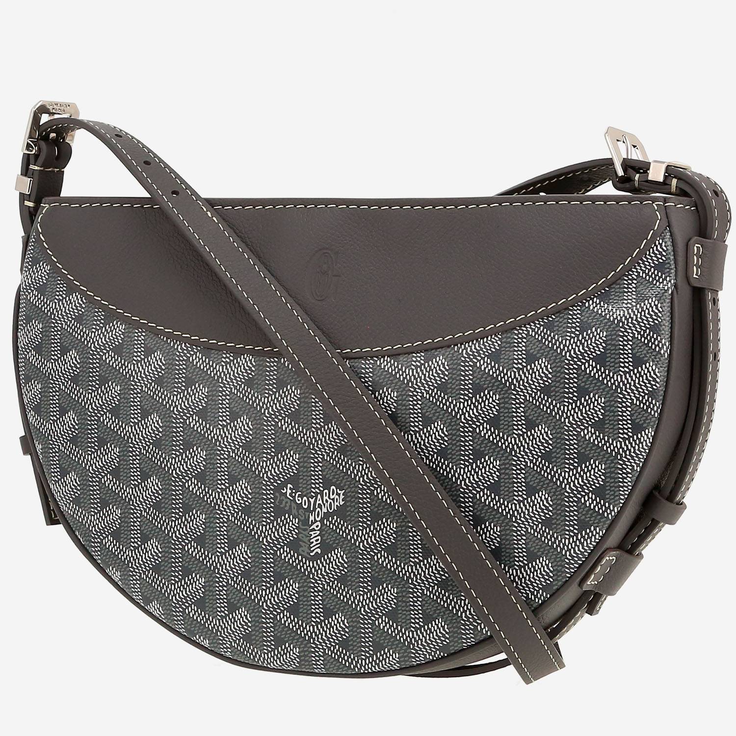 Borsa a tracolla Goyard  Hirondelle in tela Goyardine grigia e pelle grigia