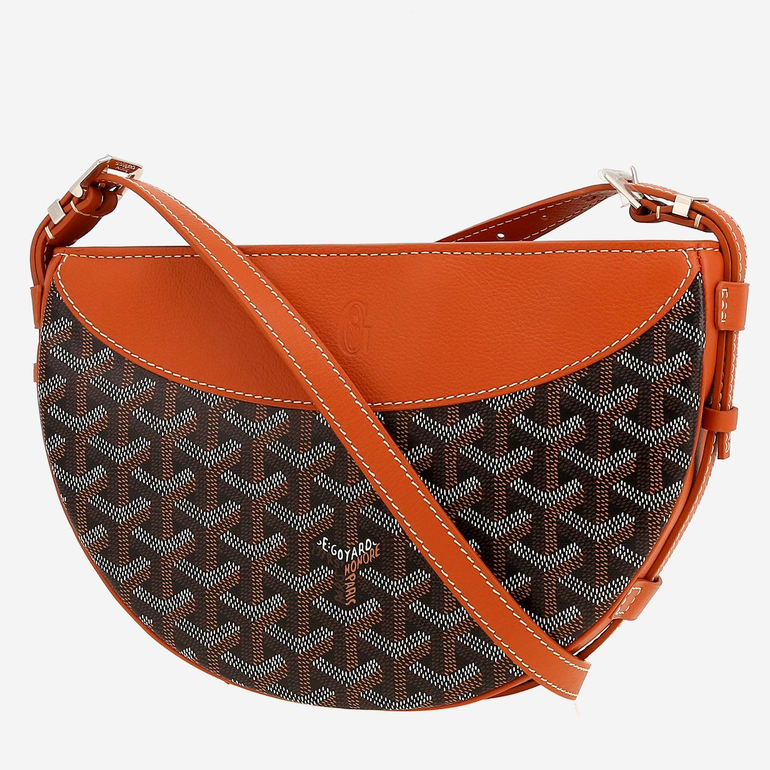 Goyard  Hirondelle shoulder bag  in black Goyard canvas  and brown leather
