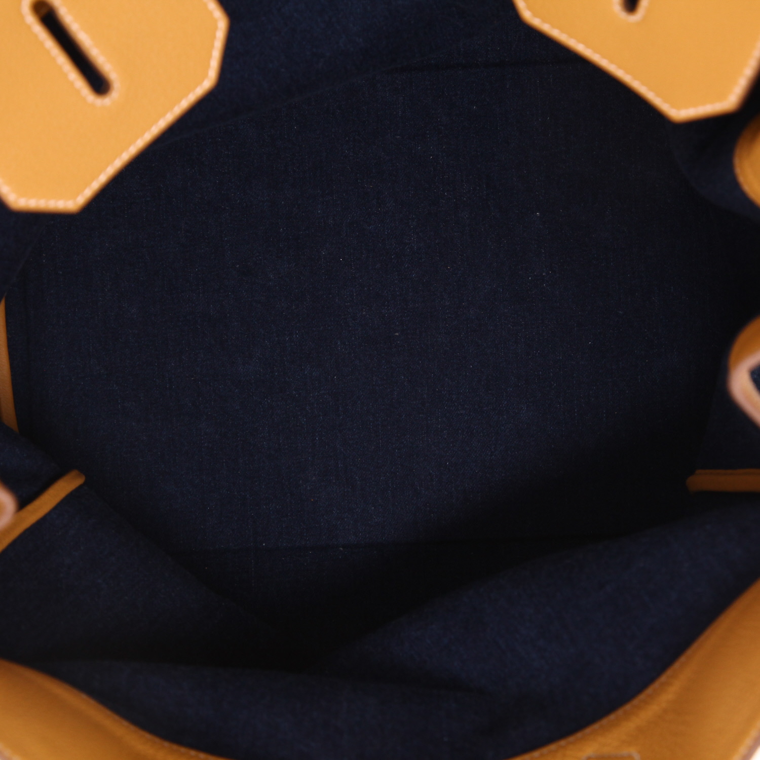 Sac de week end Hermès  Haut à Courroies en denim bleu et cuir togo Sésame - Detail D3