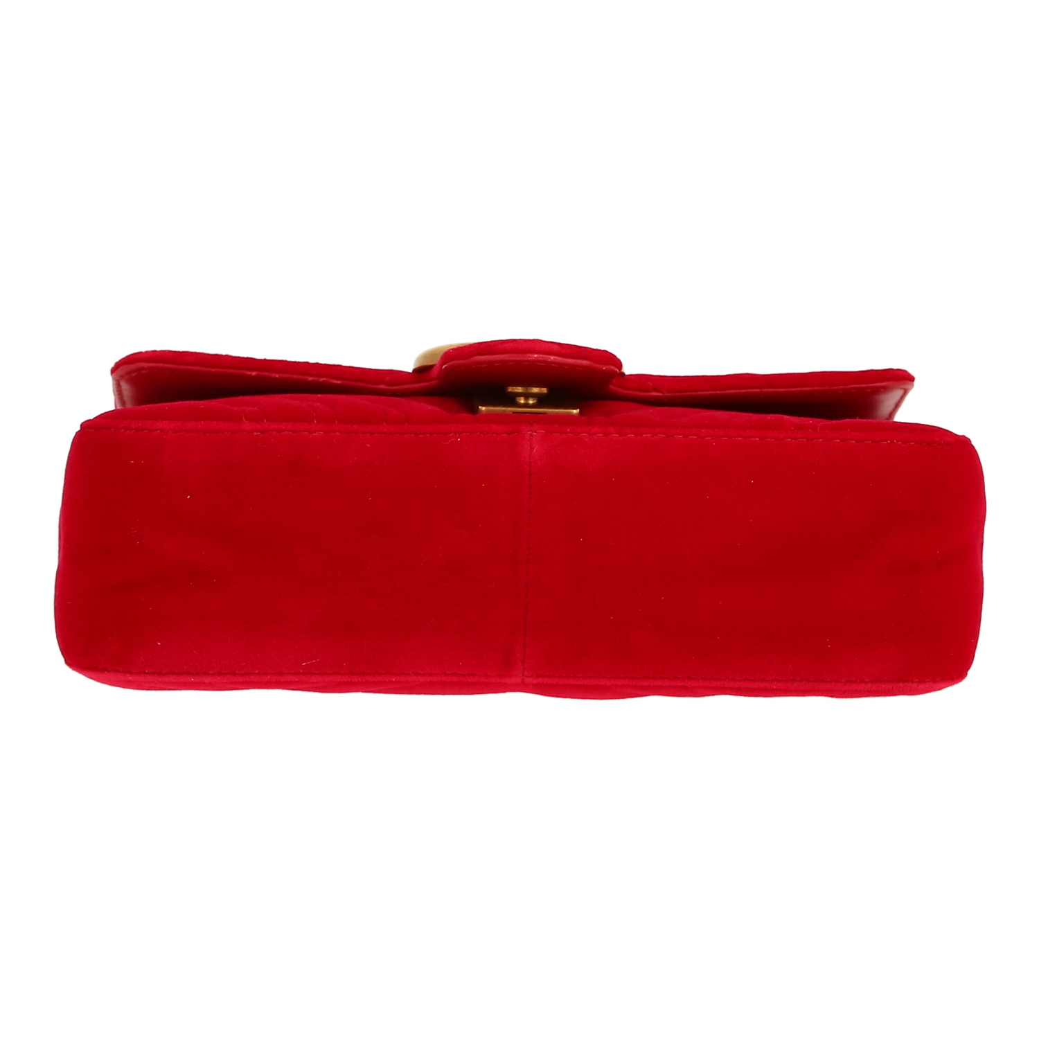 Sac bandoulière Gucci  GG Marmont en velours rouge - Detail D1