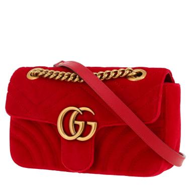 Borsa a tracolla Gucci  GG Marmont in velluto rosso