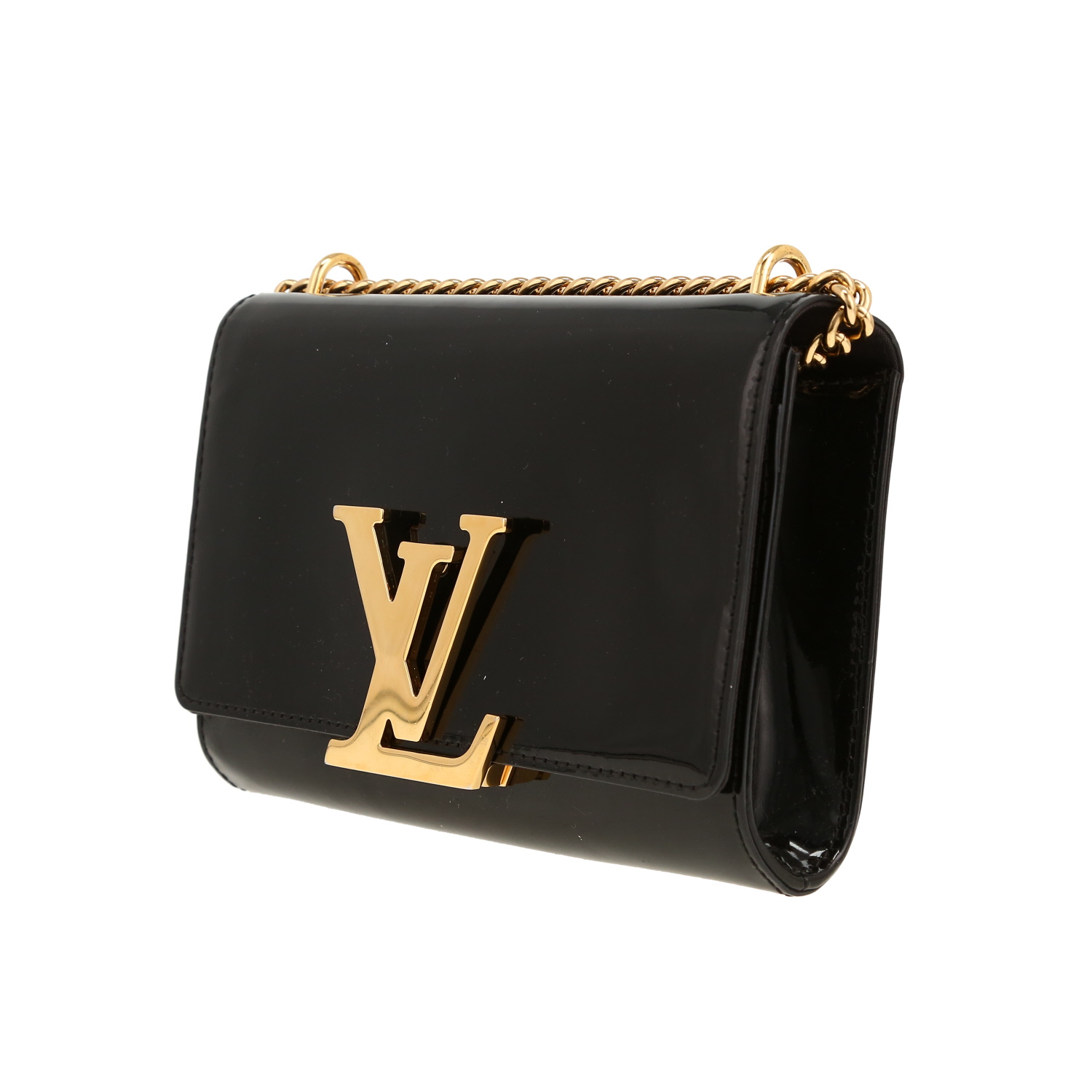 Bolso bandolera Louis Vuitton Louise en charol negro - Detail D9