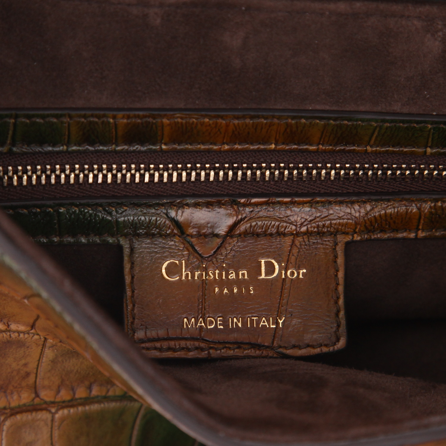 Borsa Dior  Saddle in alligatore verde e marrone - Detail D2
