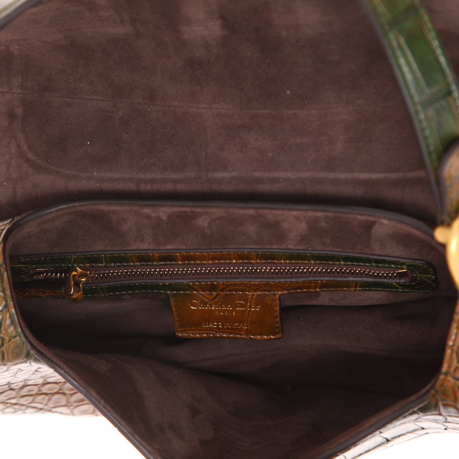 Borsa Dior  Saddle in alligatore verde e marrone - Detail D3