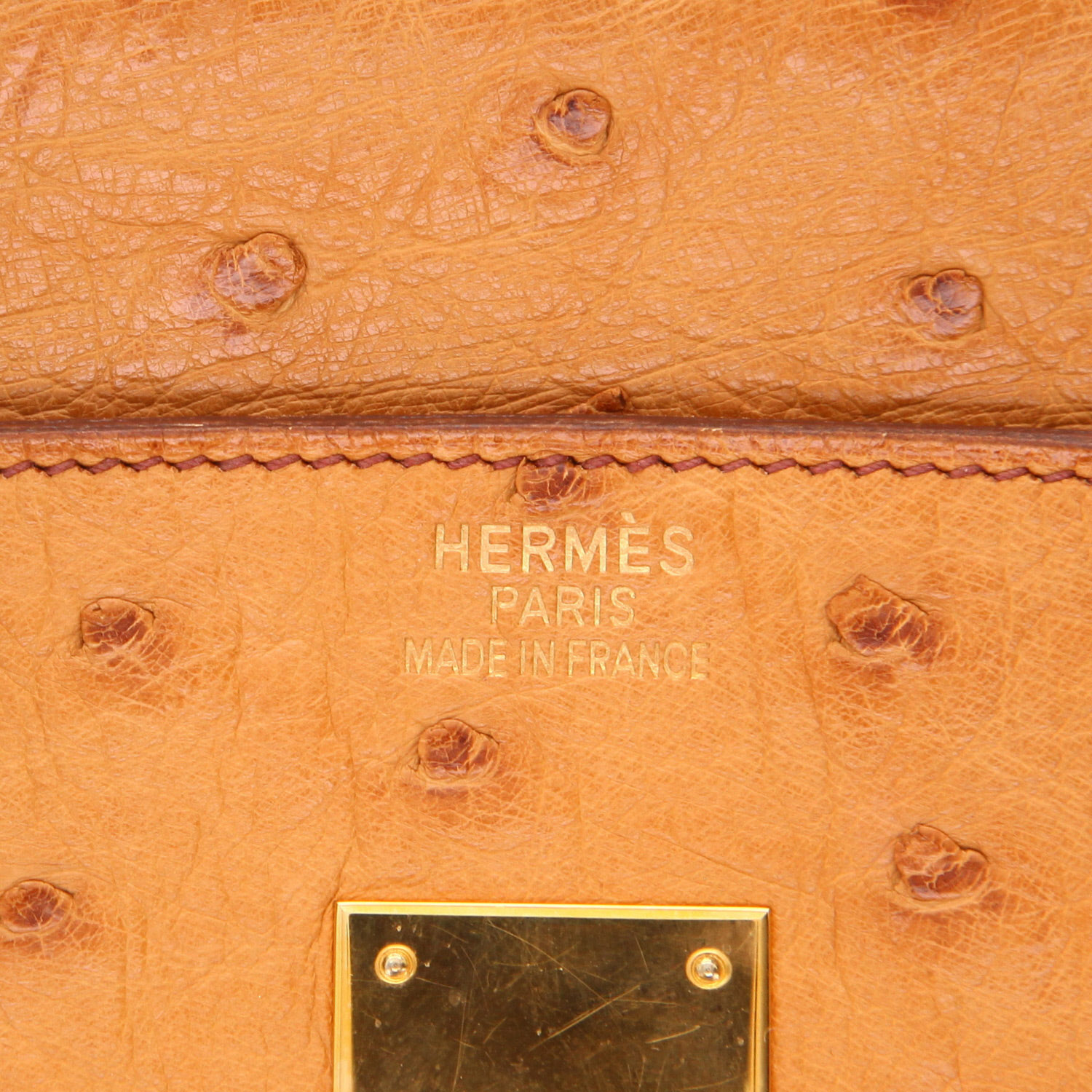 Sac à main Hermès  Birkin 35 cm en autruche gold - Detail D2