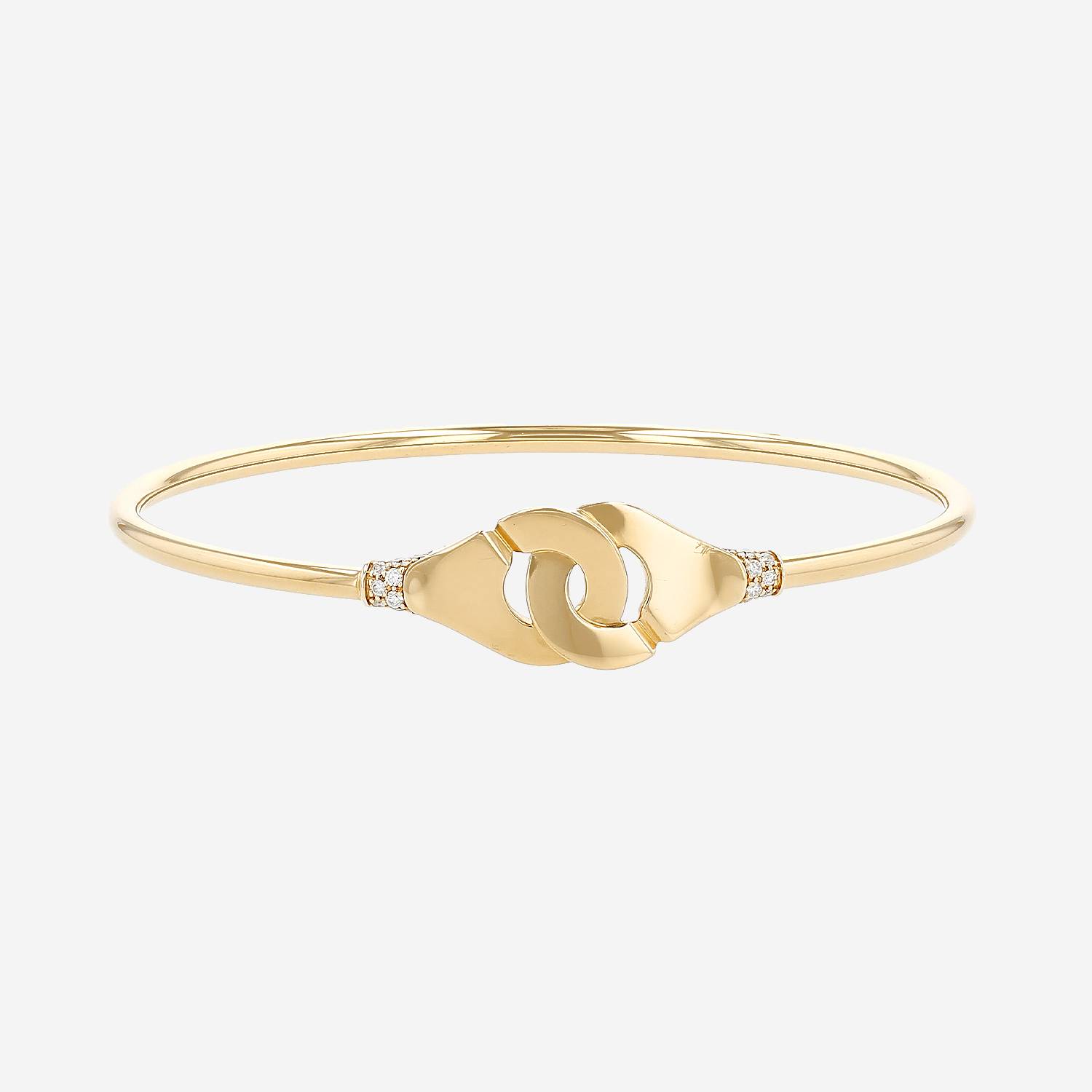 Brazalete redondo Dinh Van Menottes R12 de oro amarillo y diamantes