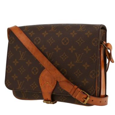 Sac bandoulière Louis Vuitton  Cartouchiére en toile monogram marron et cuir naturel