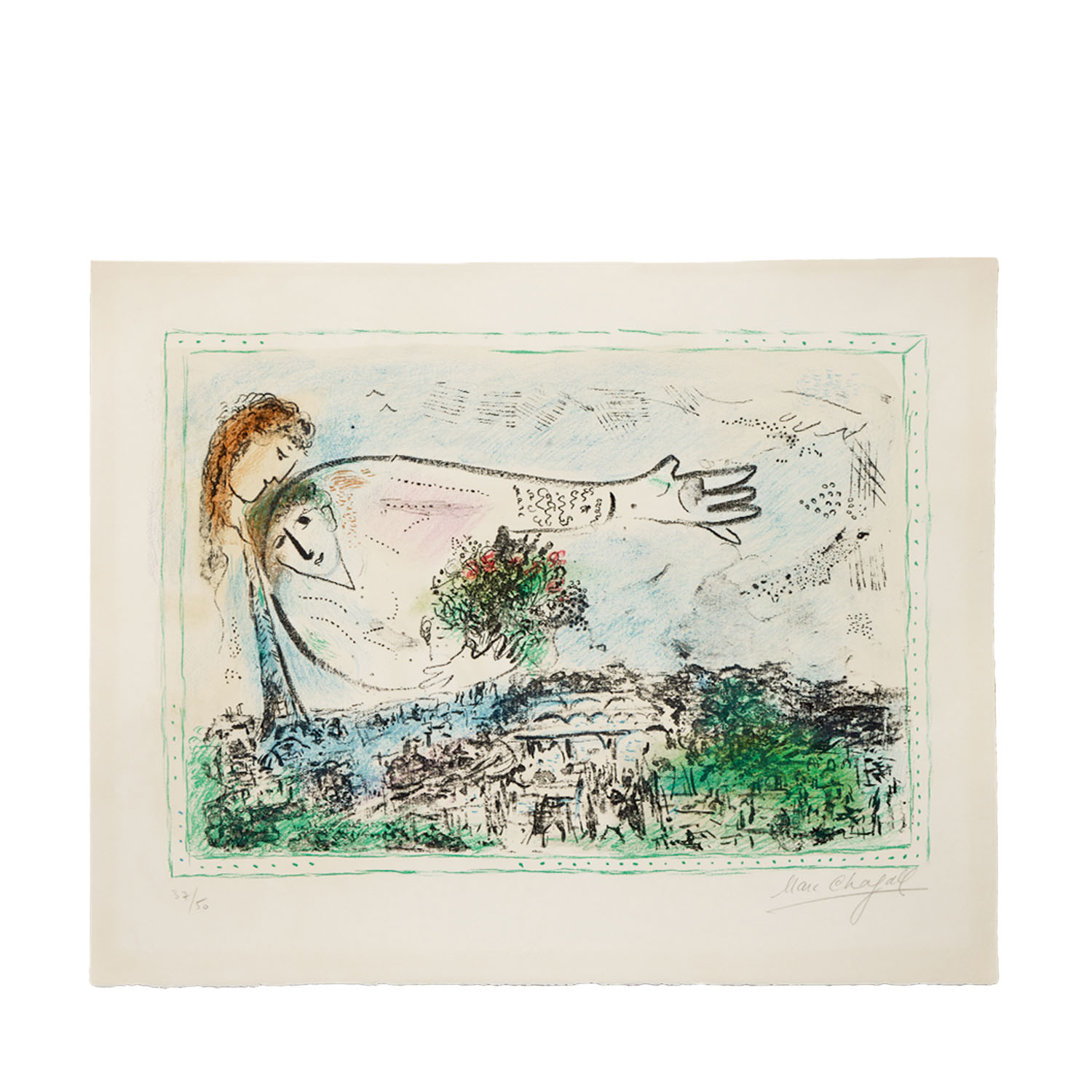 Marc Chagall (1887-1985) - Au-dessus de Paris - 1970 - Detail D1