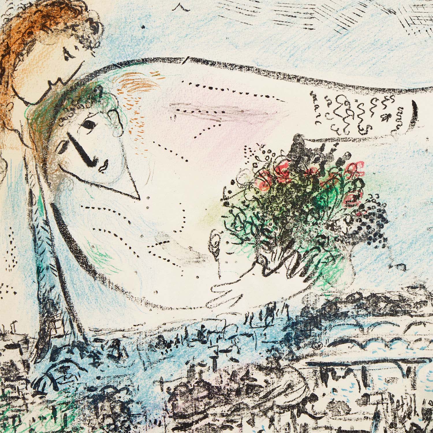 Marc Chagall (1887-1985) - Au-dessus de Paris - 1970