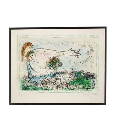 Marc Chagall (1887-1985) - Au-dessus de Paris - 1970