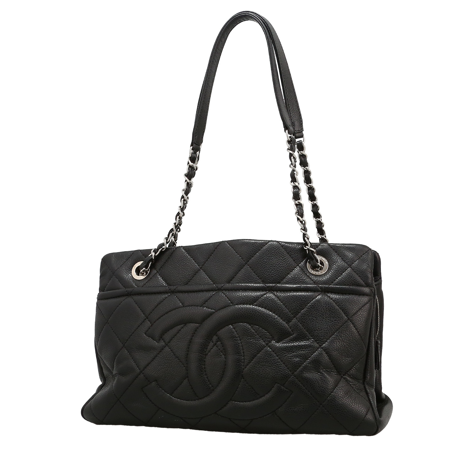 Bolso de shopping Chanel  Shopping GST en cuero granulado acolchado negro - Detail D5