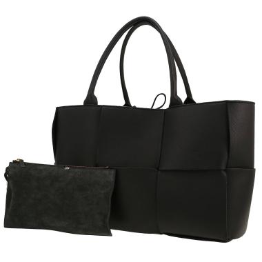 Bottega Veneta  Arco shopping bag  in black intrecciato leather