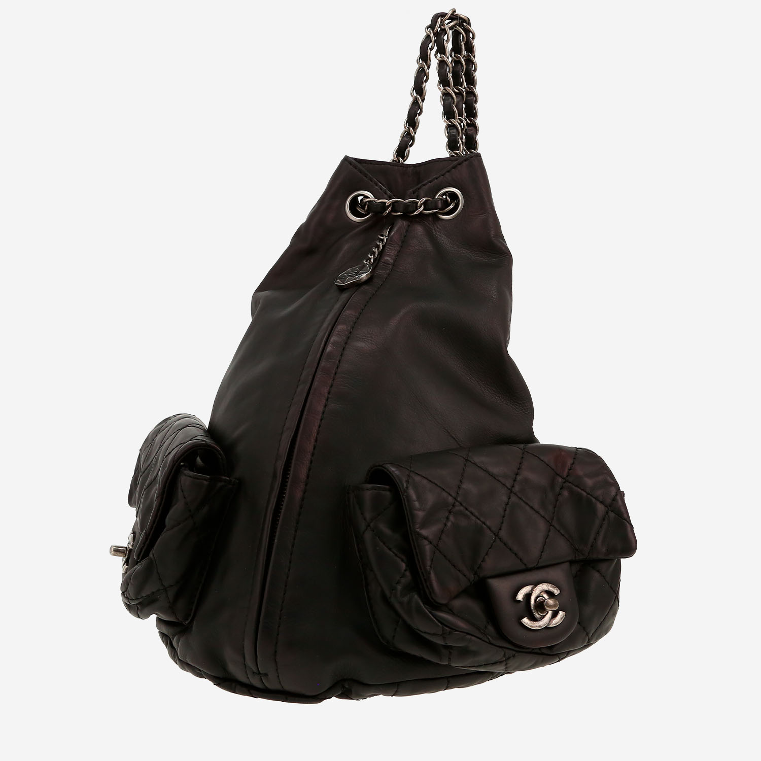 Chanel backpack leather and black quilted leather