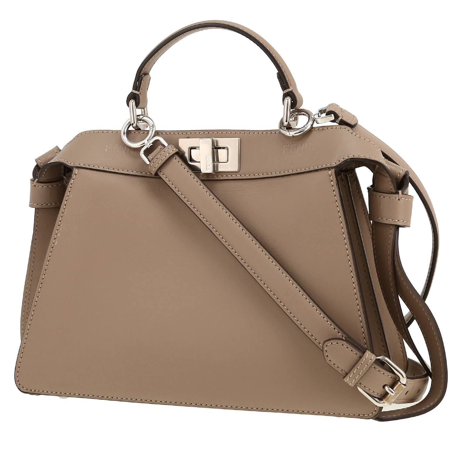 Borsa Fendi  Peekaboo in pelle color talpa