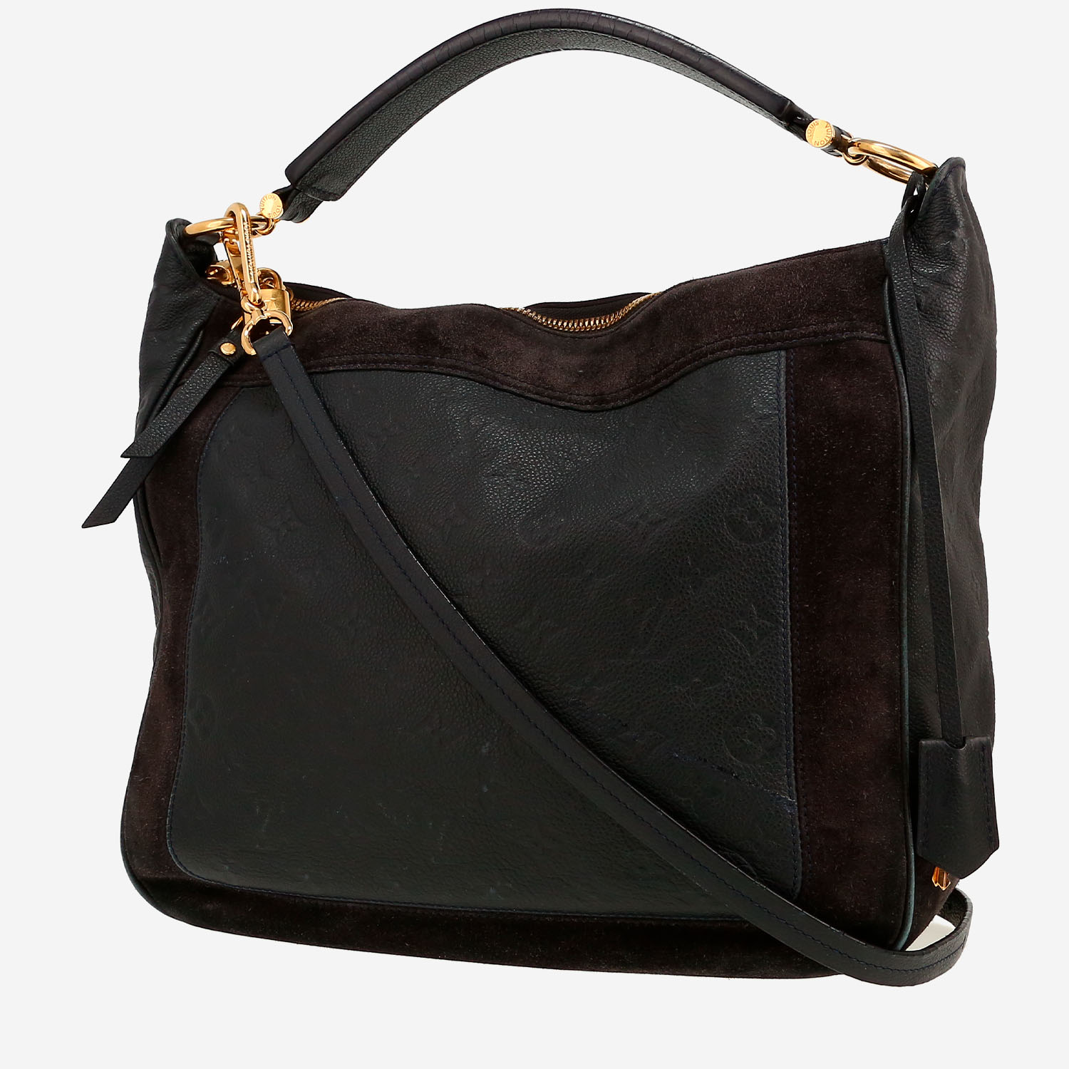 Louis Vuitton handbag in navy blue empreinte monogram leather and black Veau velours