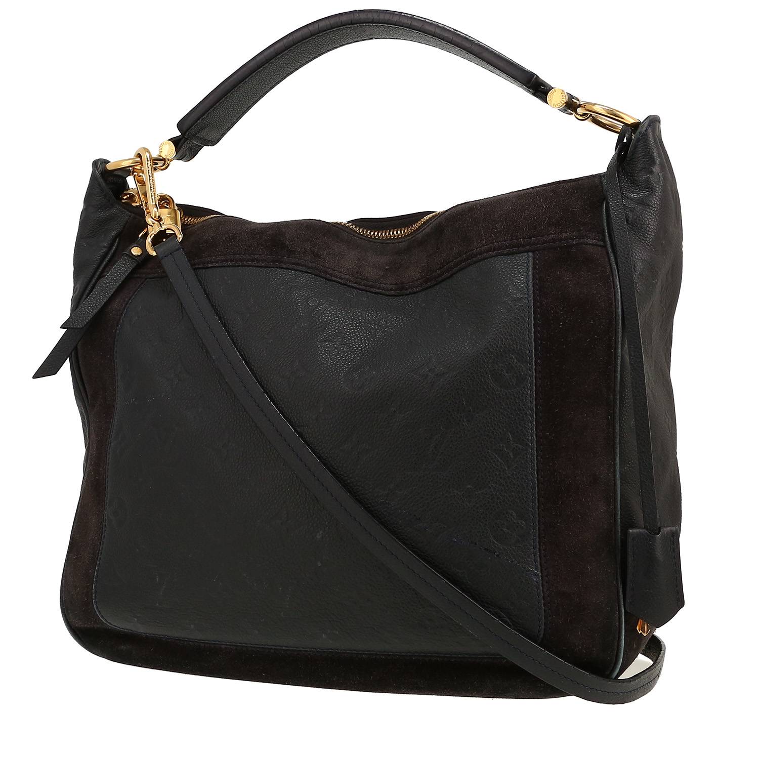 Sac à main Louis Vuitton   en cuir monogram empreinte bleu-marine et Veau velours noir