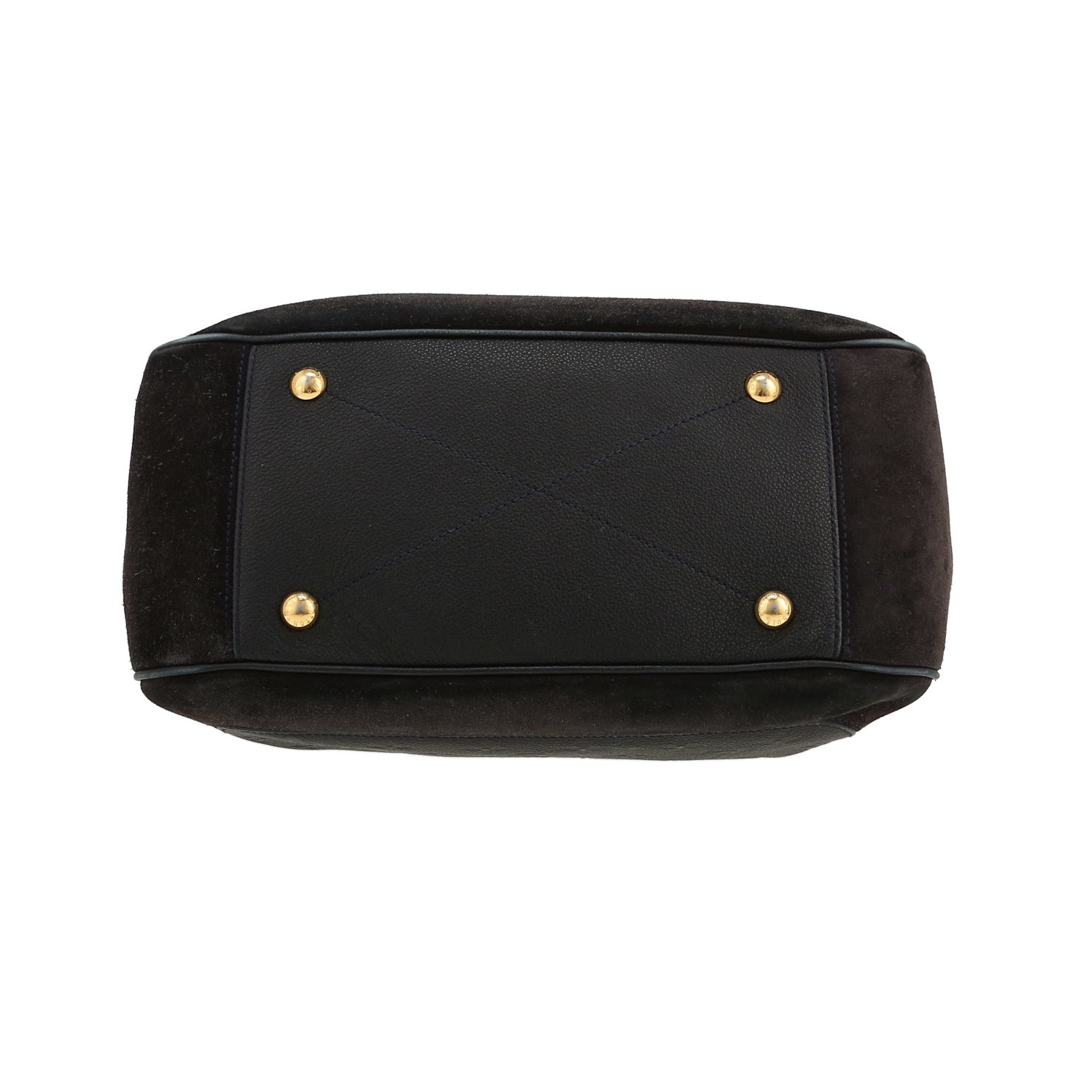 Bolso de mano Louis Vuitton   en cuero monogram huella azul marino y Veau velours negro - Detail D1