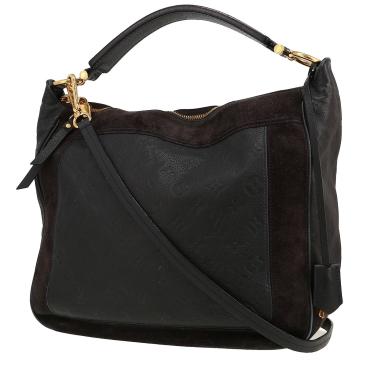 Bolso de mano Louis Vuitton   en cuero monogram huella azul marino y Veau velours negro