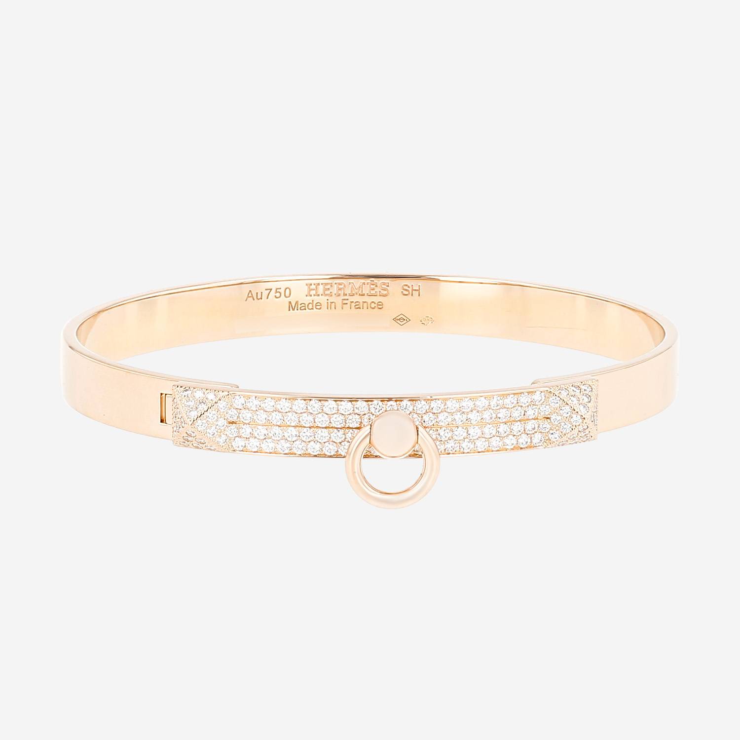 Hermès Collier de chien bracelet in pink gold and diamonds