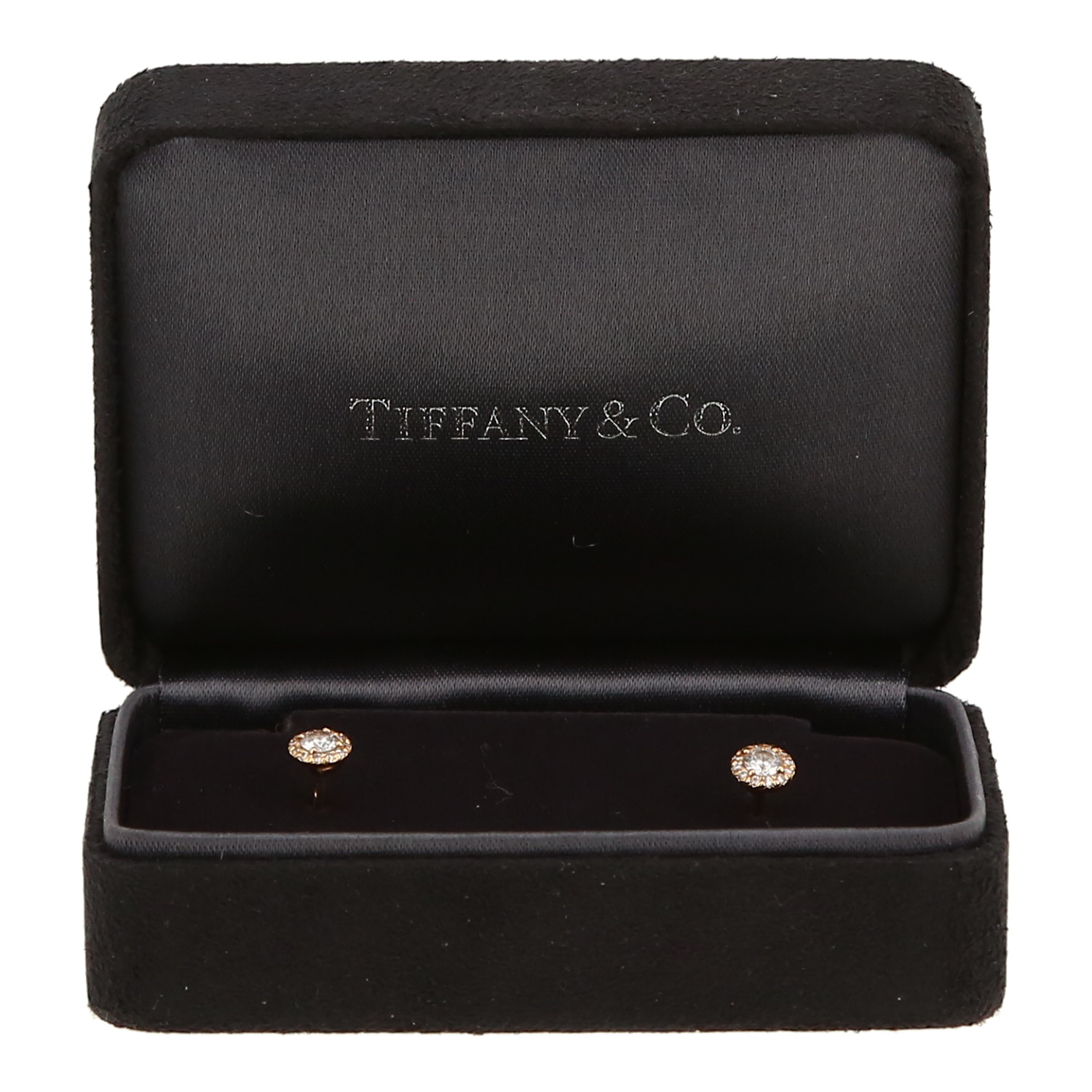 Paire de clous d'oreilles Tiffany & Co Soleste en or rose et diamants - Detail D2