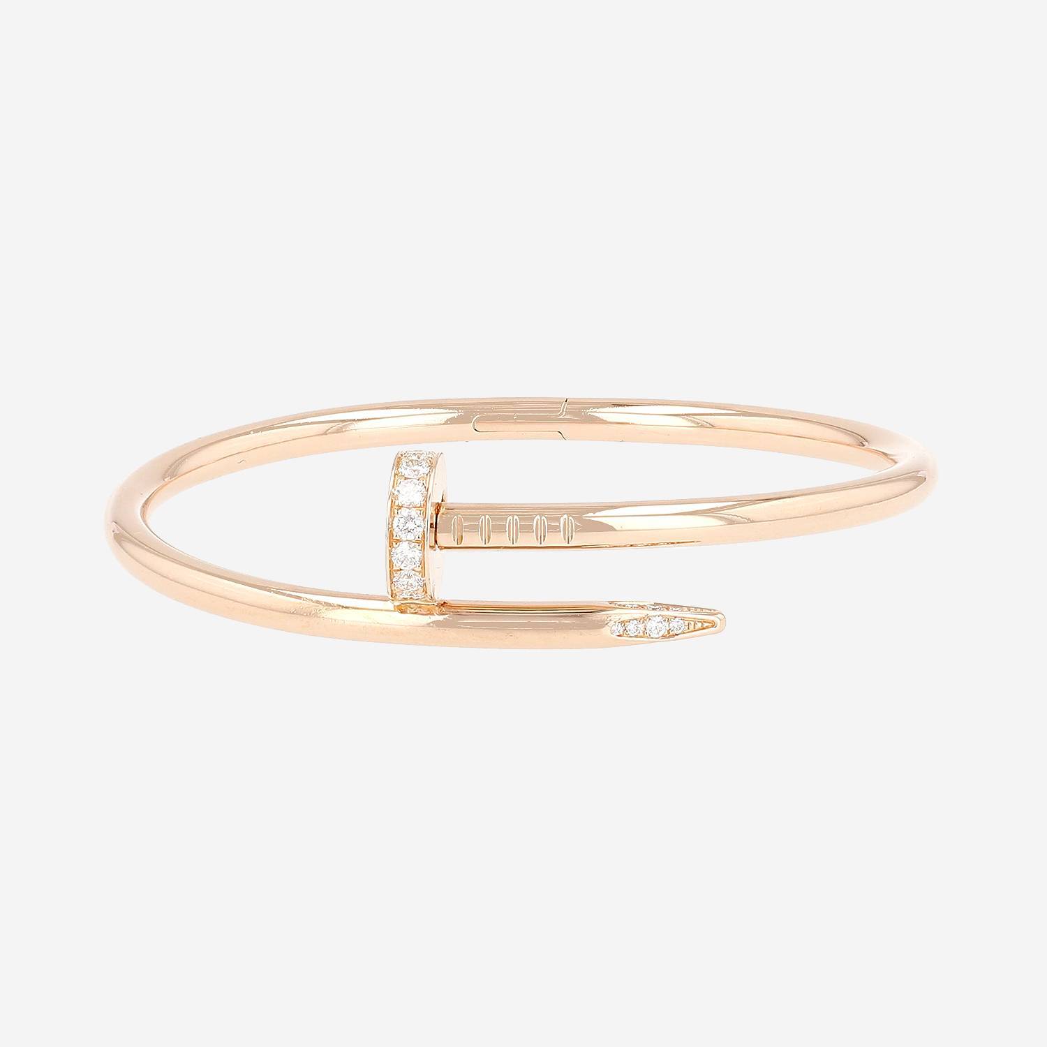 Bracelet Cartier Juste un clou en or rose et diamants, taille 16