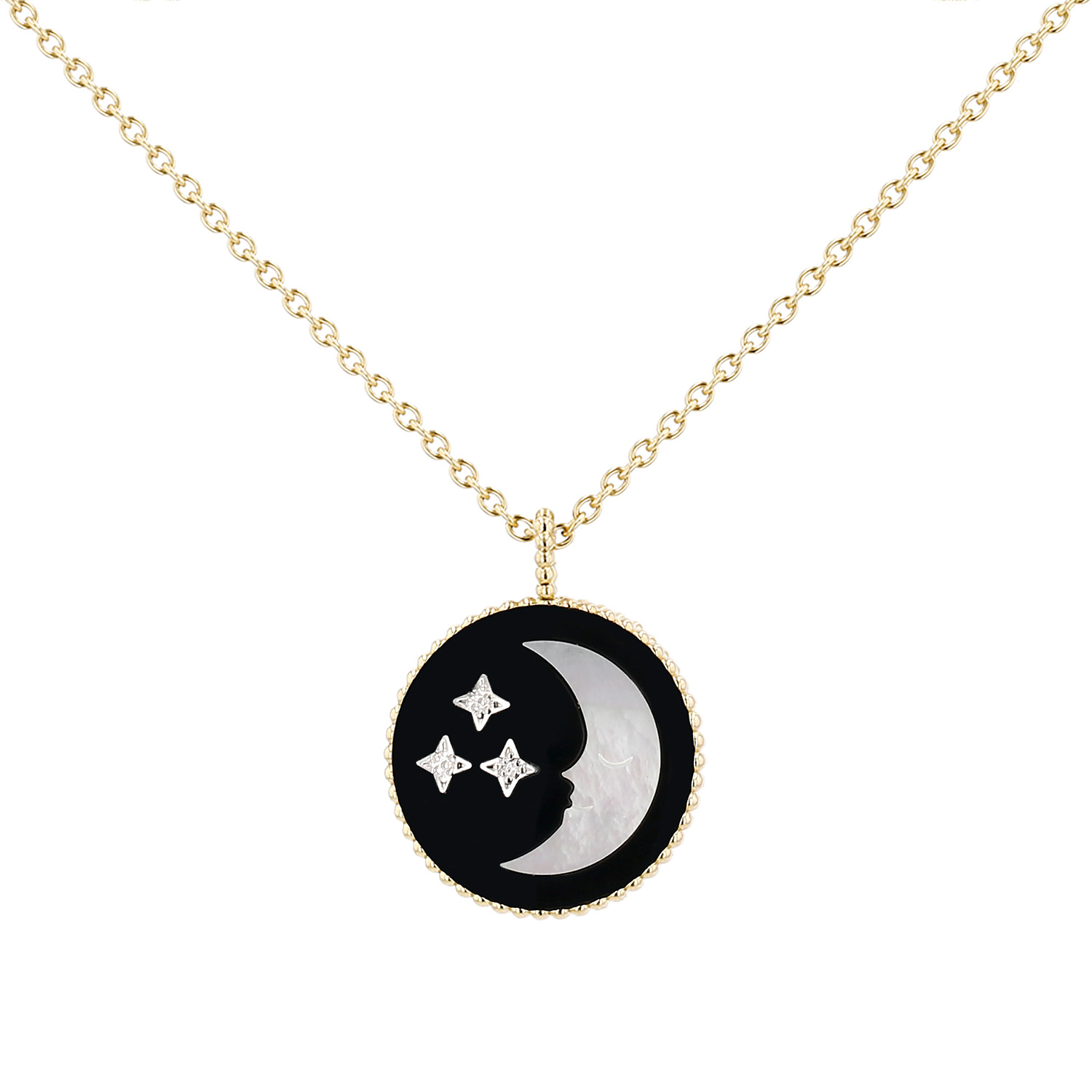 Dior Rose Céleste long necklace in yellow gold, mother of pearl and onyx - Detail D3