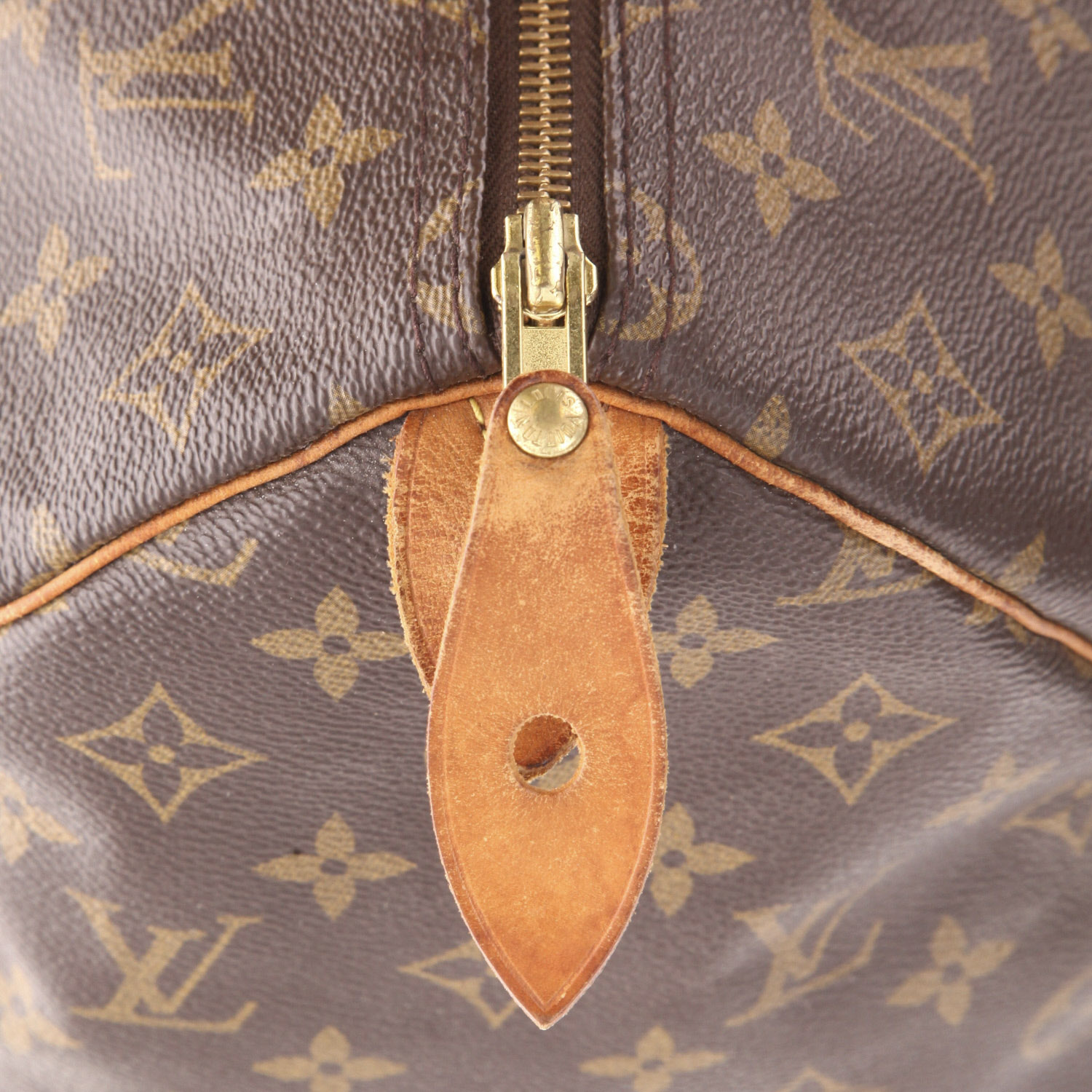 Louis Vuitton  Speedy 35 handbag  in brown monogram canvas  and natural leather - Detail D3
