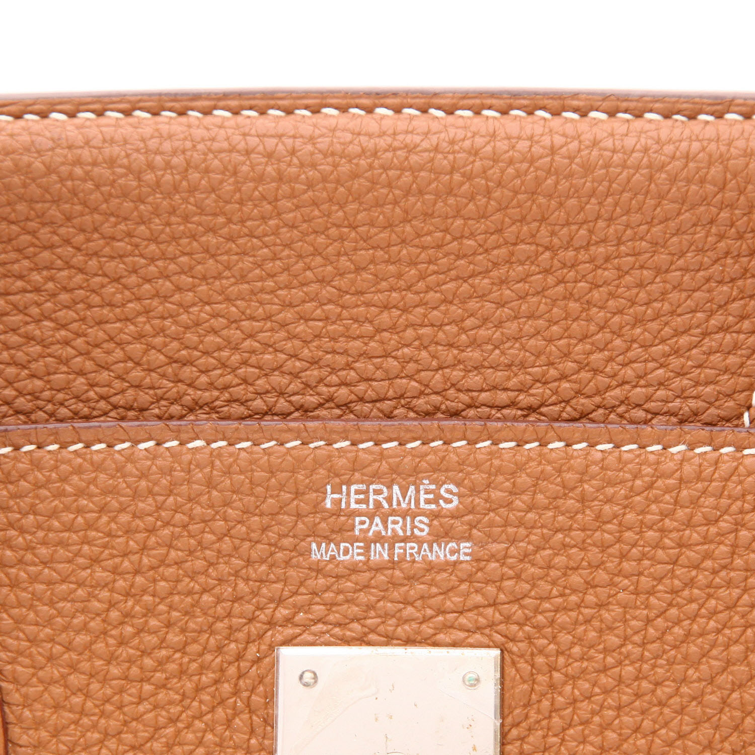 Bolso de mano Hermès  Birkin 40 cm en cuero togo color oro - Detail D2