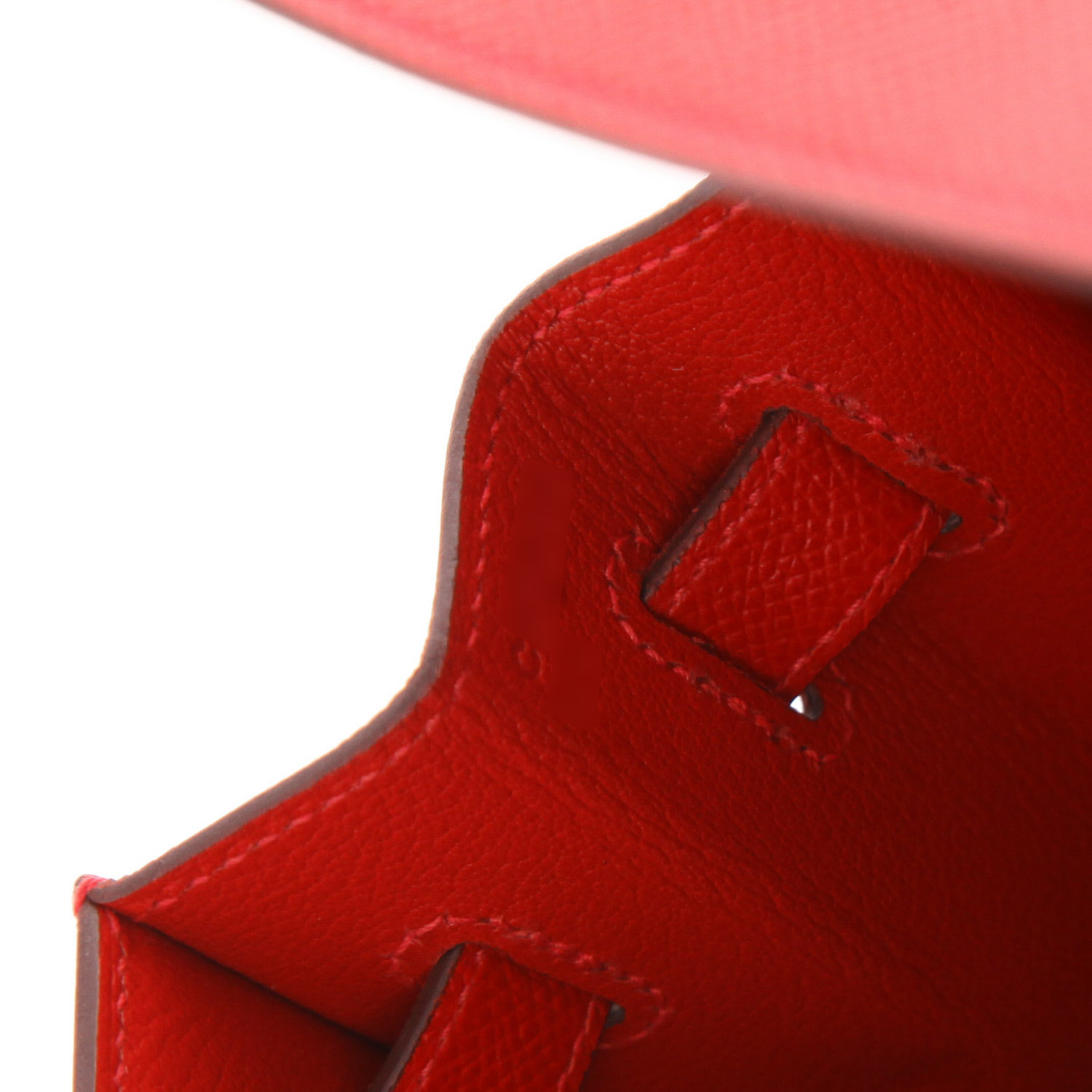 Bolso de mano Hermès  Kelly 32 cm en cuero epsom rojo Casaque - Detail D4