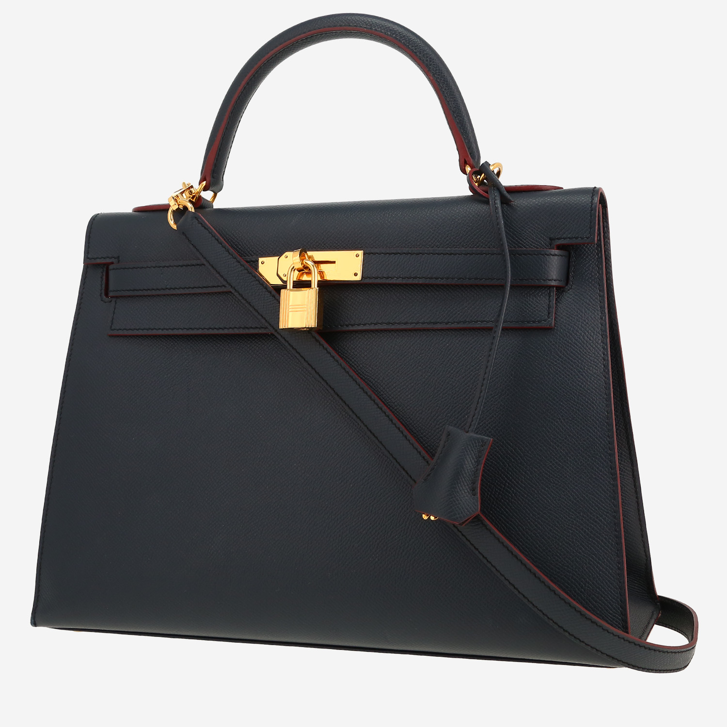 Sac à main Hermès  Kelly 32 cm en cuir epsom bleu-marine