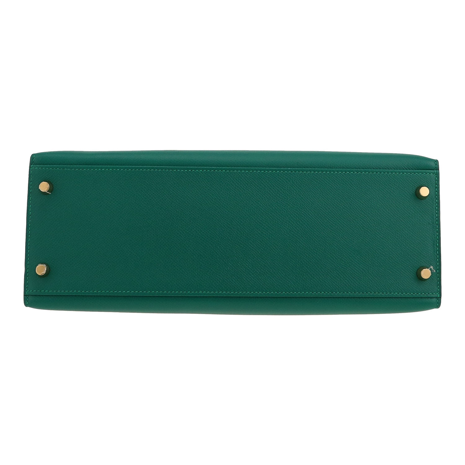 Bolso de mano Hermès  Kelly 32 cm en cuero epsom verde malaquita - Detail D1