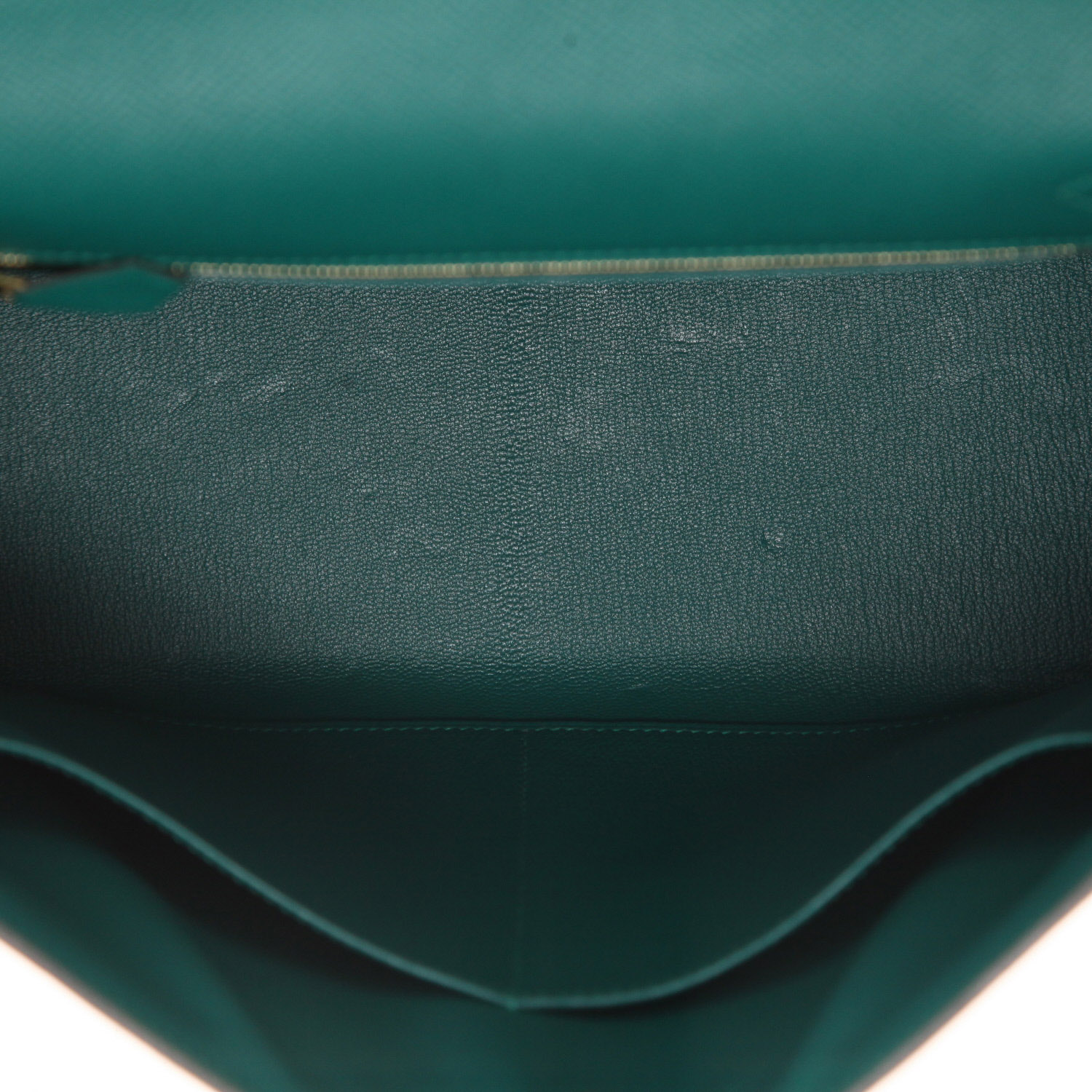 Bolso de mano Hermès  Kelly 32 cm en cuero epsom verde malaquita - Detail D3