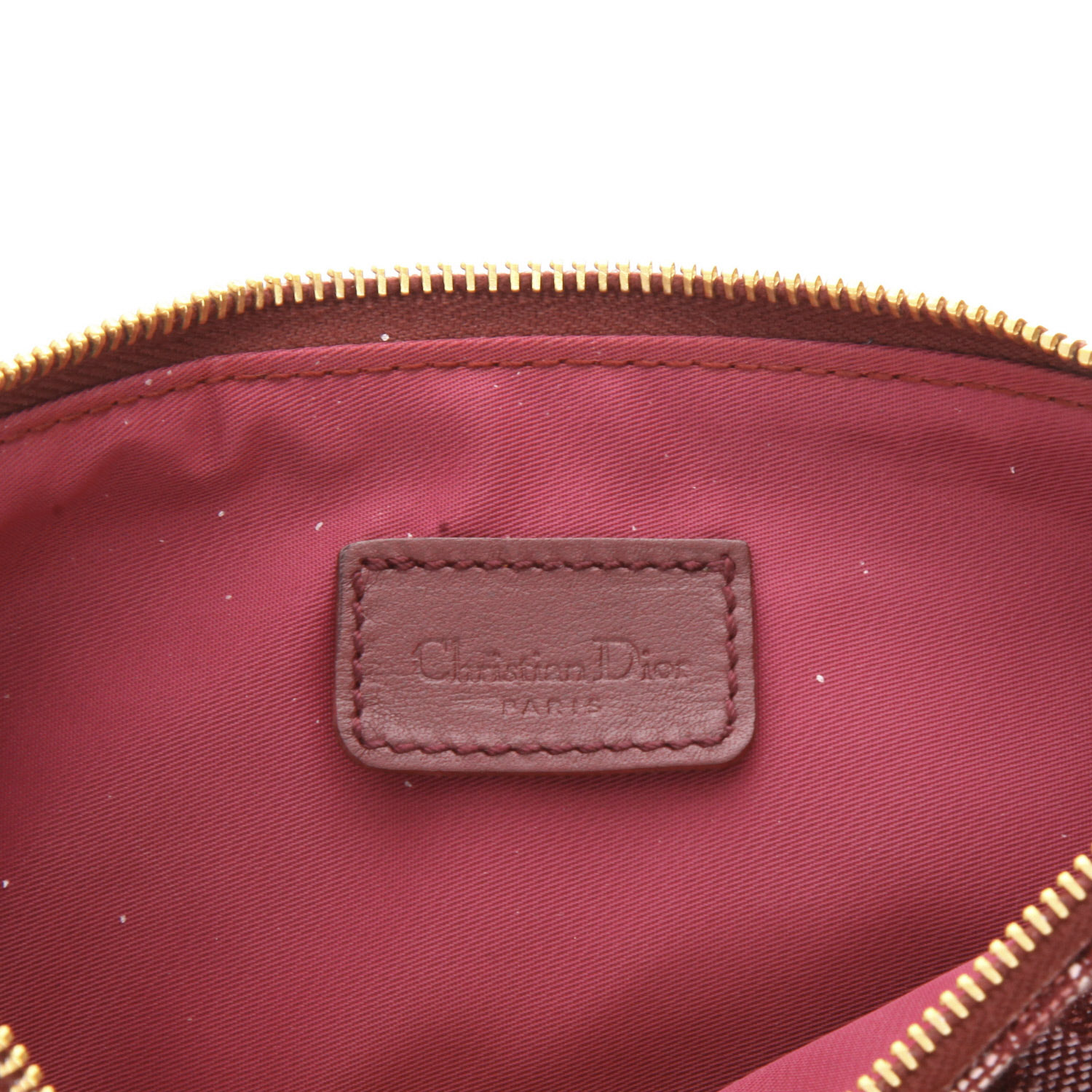 Dior  Pochette Saddle handbag  in burgundy monogram canvas Oblique  and burgundy leather - Detail D2