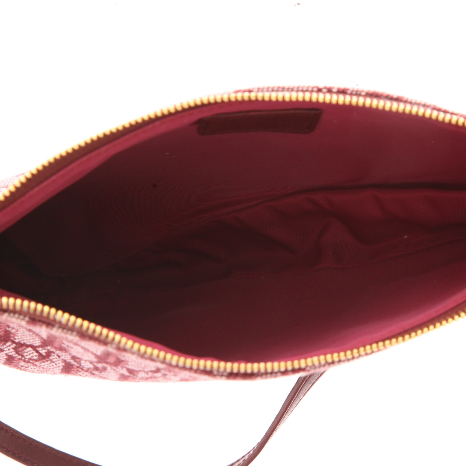 Dior  Pochette Saddle handbag  in burgundy monogram canvas Oblique  and burgundy leather - Detail D3