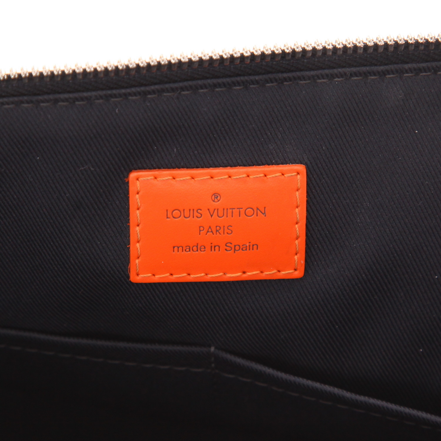 Borsa a tracolla Louis Vuitton   in tela a scacchi grigia e pelle nera - Detail D2